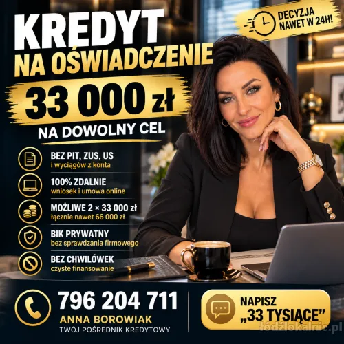 KREDYT DLA JDG I OSÓB FIZYCZNYCH  BEZ DOKUMENTOWANIA DOCHODU!